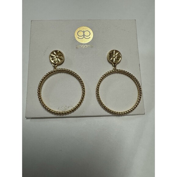 Gorjana Tulum Hoop Earrings Lightweight Gold Color Drop Dangle - Picture 2 of 4